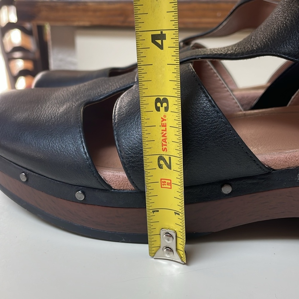 Vionic Faye T-Strap Casual Black Leather Clog Orthotic Support Sz 9 Close Toe - Picture 14 of 14